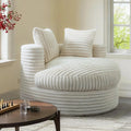 WOWMAX 47 Chaise Longue Ronde Intérieure, Canapé de Sol Surdimensionné en Velours Côtelé avec 2 Coussins Décoratifs