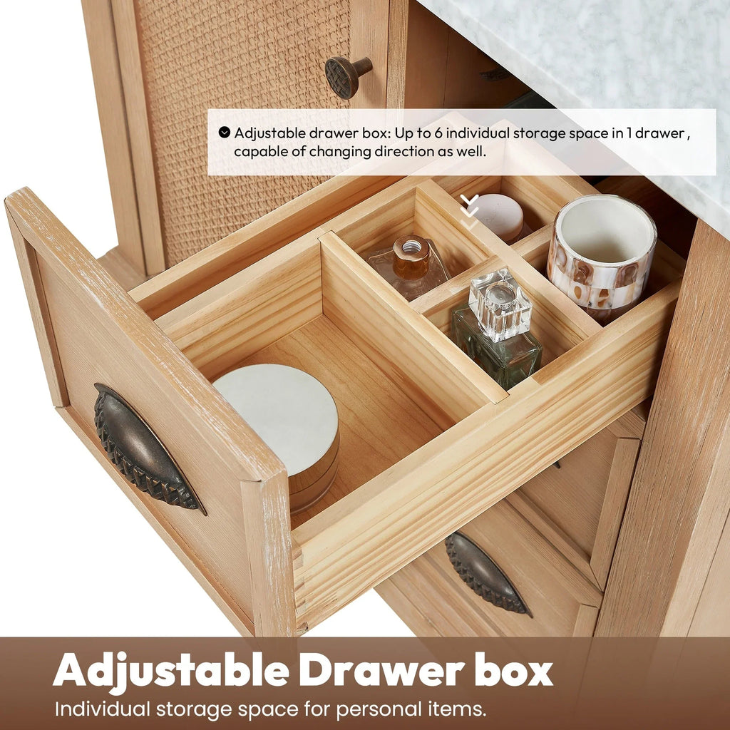Meuble sous-vasque Hervas avec plateau en marbre naturel, sans miroir