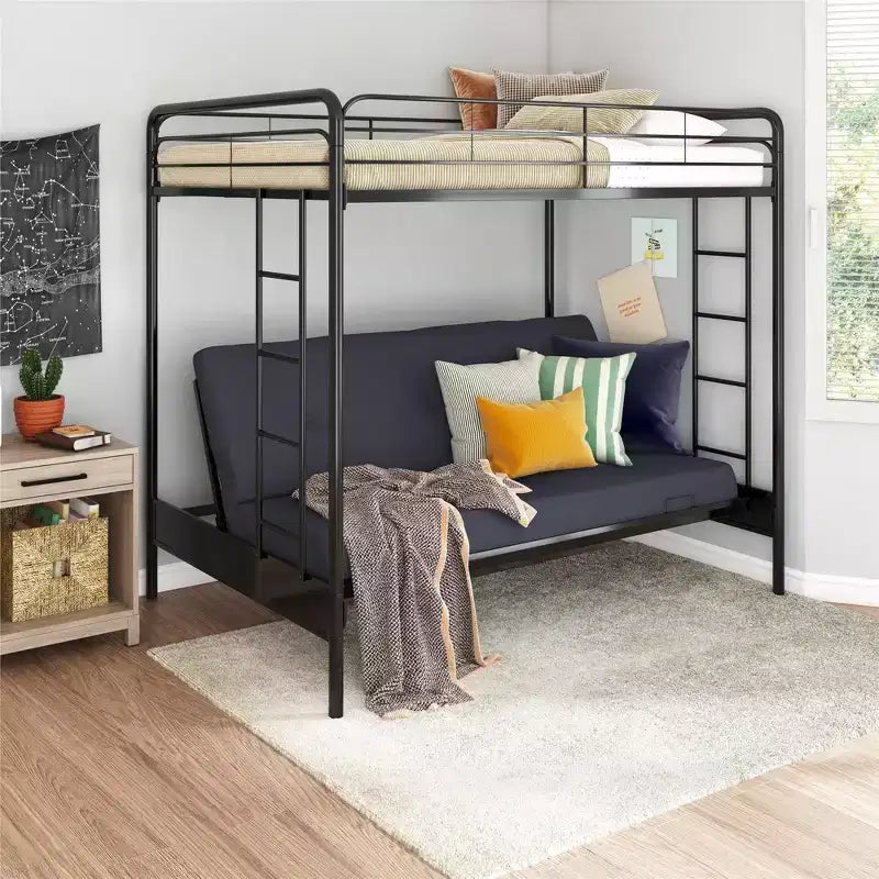 Twin Over Futon Metal Bunk Bed