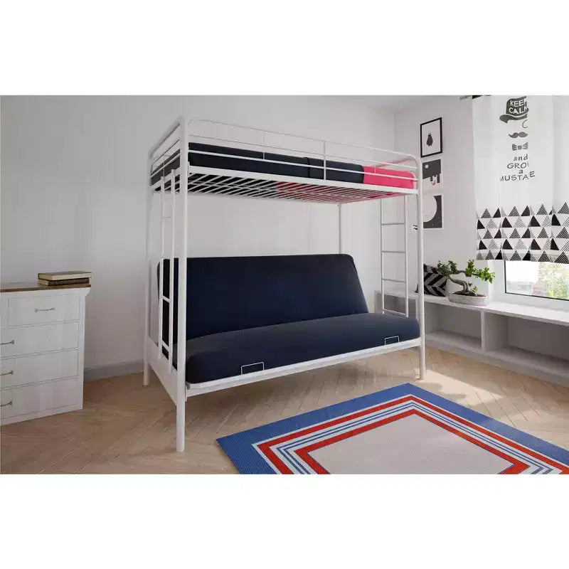 Twin Over Futon Metal Bunk Bed