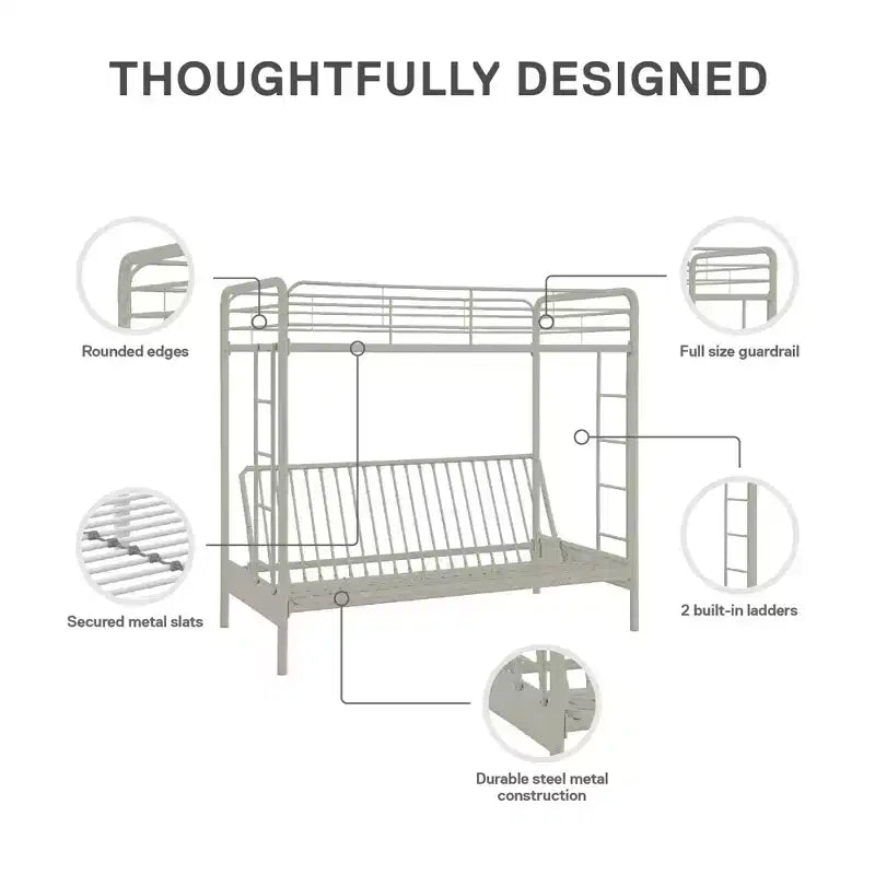 Twin Over Futon Metal Bunk Bed
