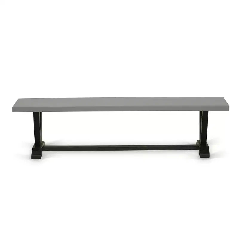 Modern Dining Table Bench with Wood Seat, 72x15x18 Inch, Brushed Black