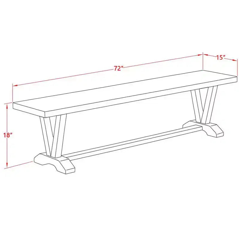 Modern Dining Table Bench with Wood Seat, 72x15x18 Inch, Brushed Black
