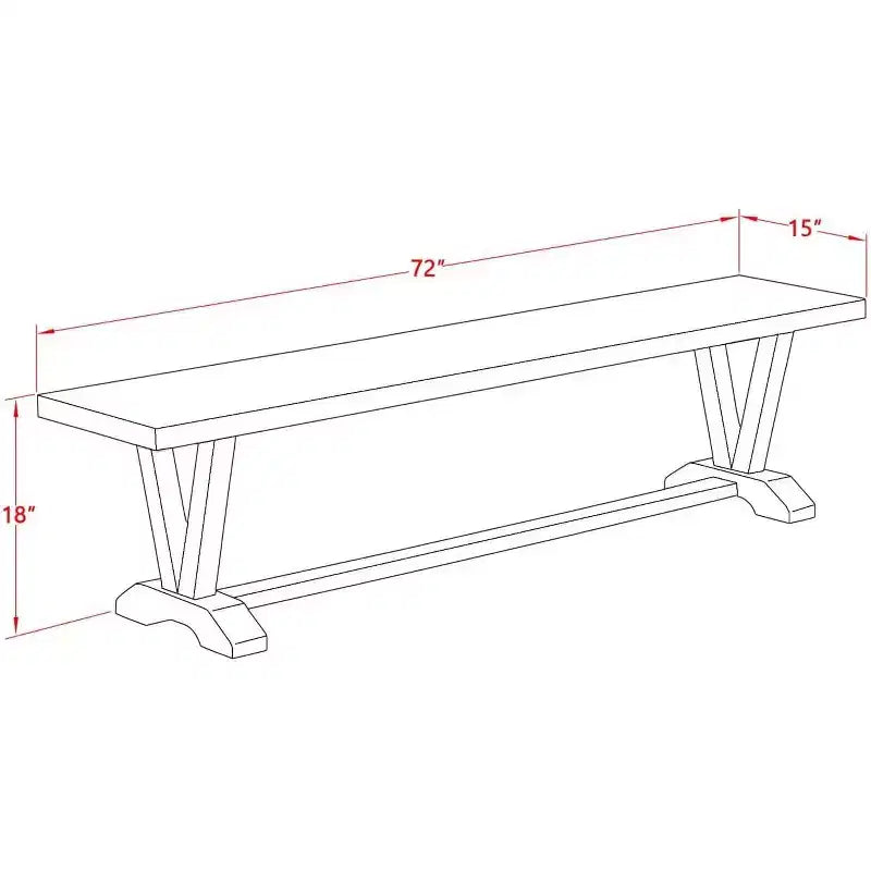 Modern Dining Table Bench with Wood Seat, 72x15x18 Inch, Brushed Black