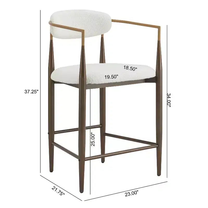 Modern Fabric Upholstered Iron 25-Inch Counter Stool