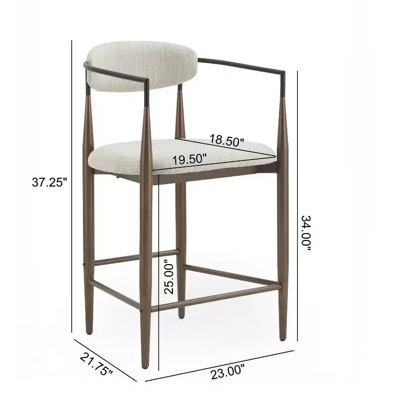 Modern Fabric Upholstered Iron 25-Inch Counter Stool