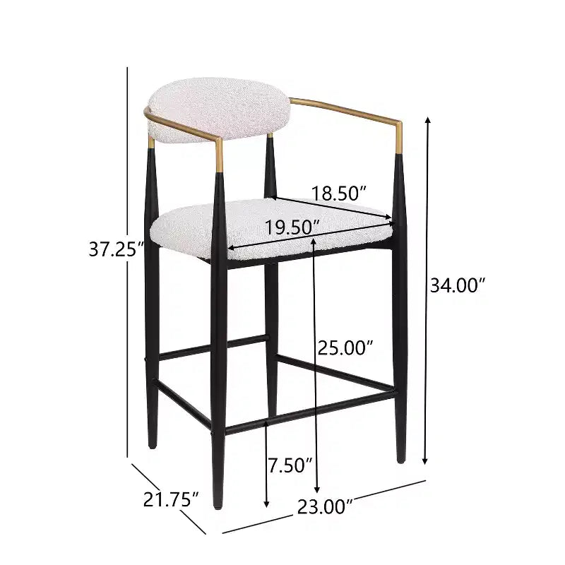 Modern Fabric Upholstered Iron 25-Inch Counter Stool