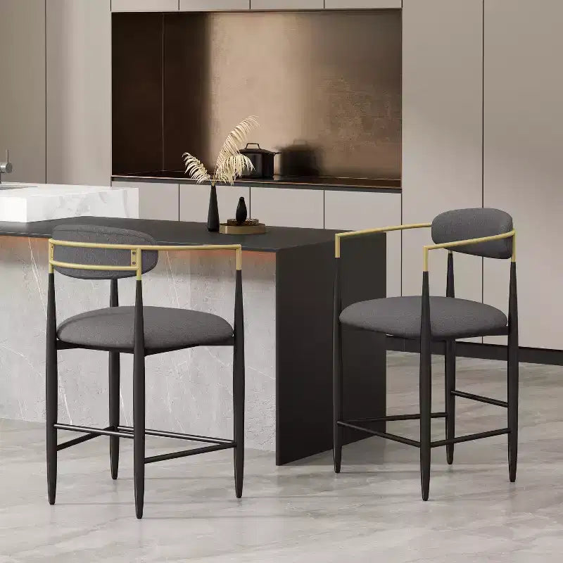 Modern Fabric Upholstered Iron 25-Inch Counter Stool