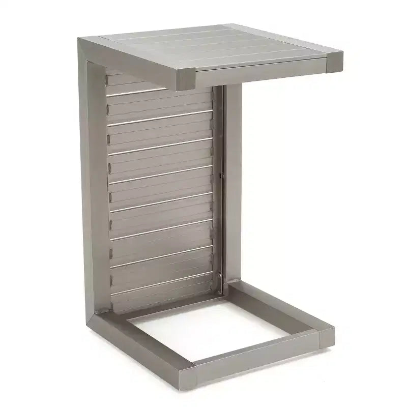 End Table Fashionable Modern Aluminium Side Table with Storage Silver