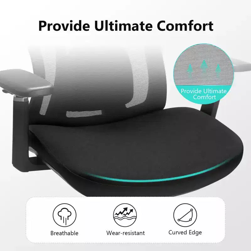 Ergonomic Office Chair with 3D Headrest, 2D Armrests, Mesh Back, 135-Degree Recline, 330 lb Capacity, Dynamic Lumbar Support