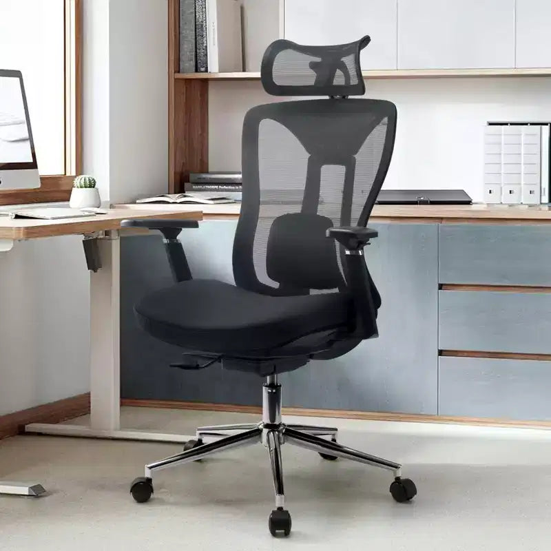 Ergonomic Office Chair with 3D Headrest, 2D Armrests, Mesh Back, 135-Degree Recline, 330 lb Capacity, Dynamic Lumbar Support
