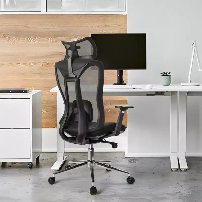 Ergonomic Office Chair with 3D Headrest, 2D Armrests, Mesh Back, 135-Degree Recline, 330 lb Capacity, Dynamic Lumbar Support