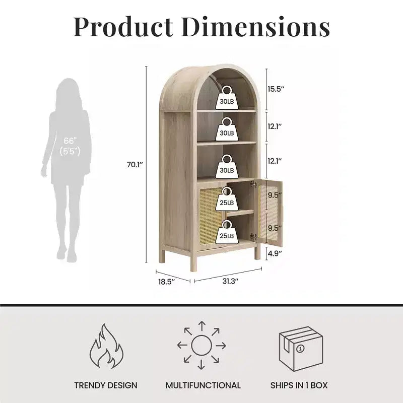 Modern 70" Arched Storage Cabinet With 2 Doors