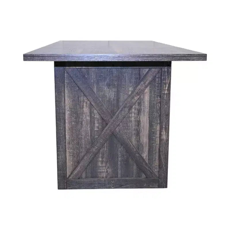 Rectangular Dining Table with X-Frame Base, Farmhouse Industrial Style, Black Wood