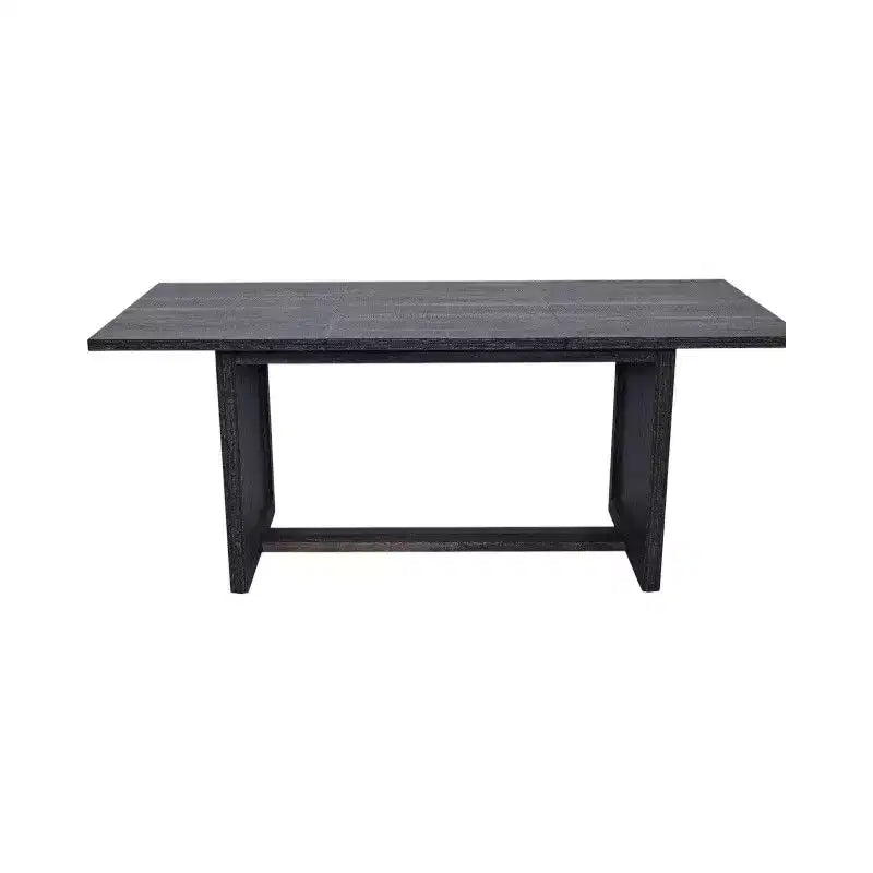 Rectangular Dining Table with X-Frame Base, Farmhouse Industrial Style, Black Wood