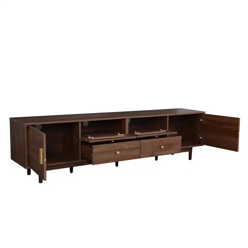 TV Stand for TVs up to 85", Farmhouse TV Console with Drawers, Brown