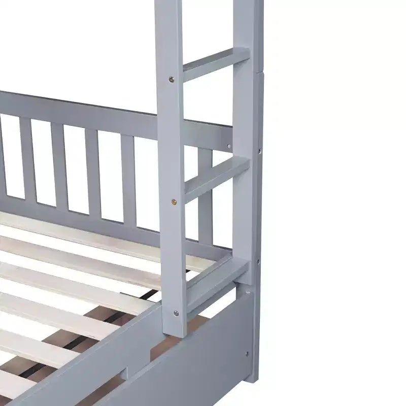 77.3" Twin-Over-Twin Bunk Bed with 2 Storage Drawers, Gray
