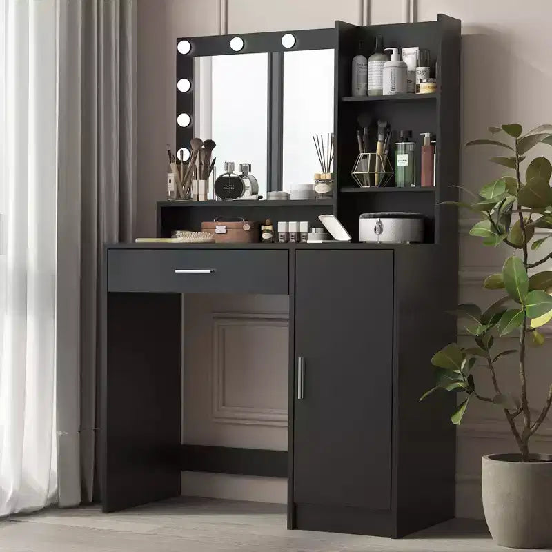 Modern Vanity Table with Mirror & Adjustable LED Lights – Large Dressing Desk with Storage, Makeup Table for Bedrooms