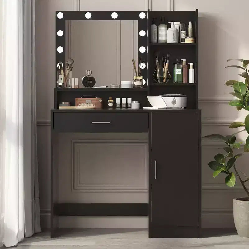 Modern Vanity Table with Mirror & Adjustable LED Lights – Large Dressing Desk with Storage, Makeup Table for Bedrooms