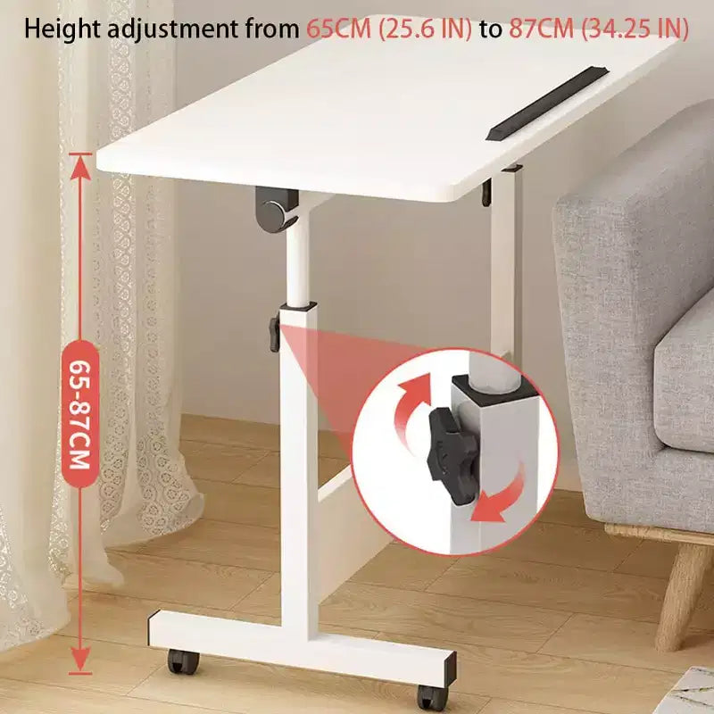 Adjustable Standing Desk (80x40cm, 65-87cm Height) – Mobile & Foldable Computer Desk with Wheels for Home Office