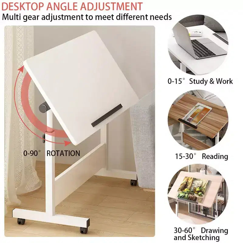 Adjustable Standing Desk (80x40cm, 65-87cm Height) – Mobile & Foldable Computer Desk with Wheels for Home Office