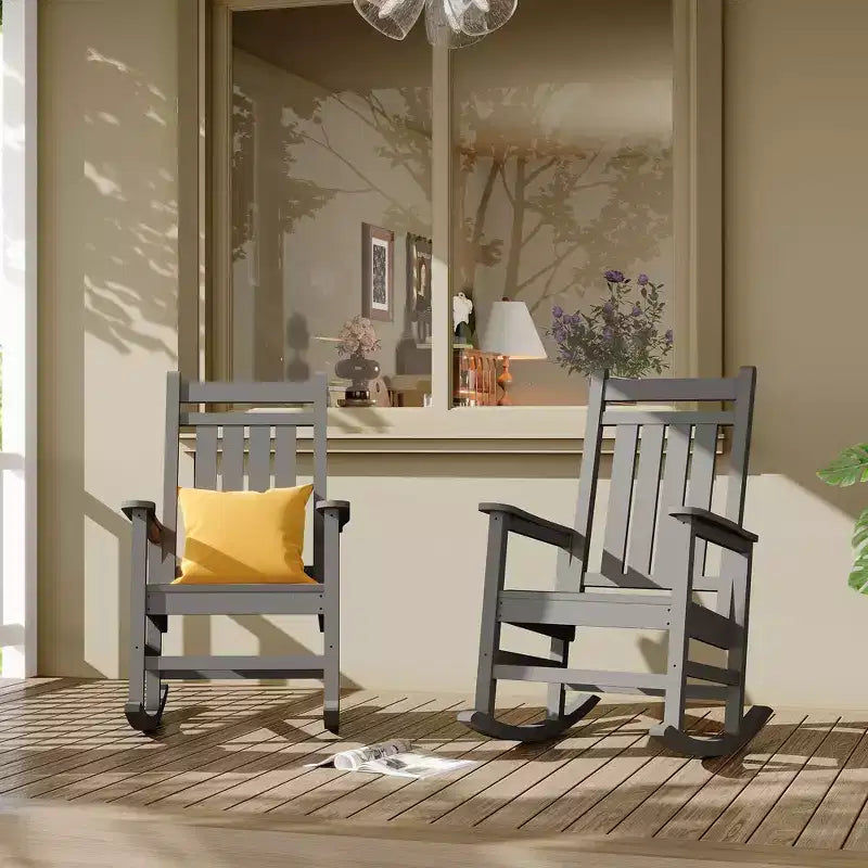 Oversized HDPE Outdoor Rocking Chair, Heavy Duty All-Weather Patio Rocker, Durable Porch Rocking Chair for Outside, Front Yard, Deck, Garden