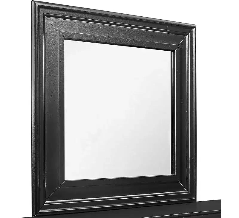 Metallic White Mirror with Sleek Frame – Glamorous Modern Bedroom Accent Mirror