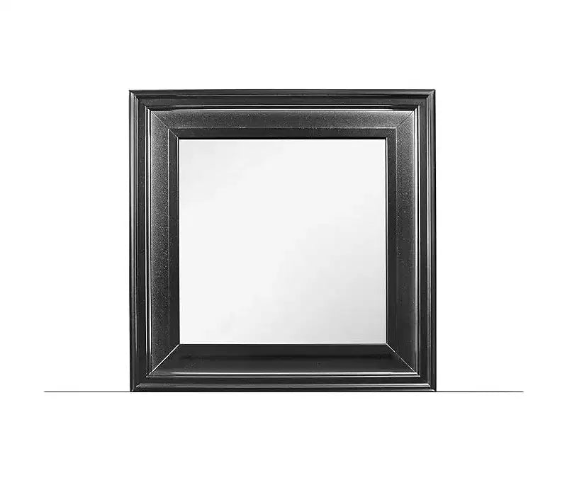 Metallic White Mirror with Sleek Frame – Glamorous Modern Bedroom Accent Mirror