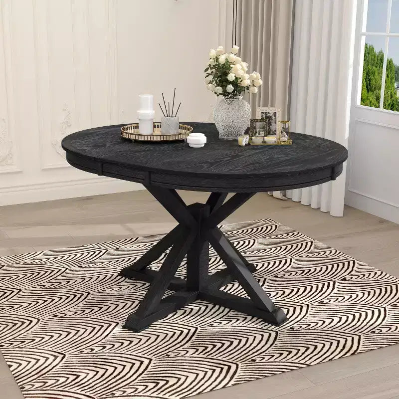 54-Inch Retro Extendable Dining Table with 12-Inch Leaf