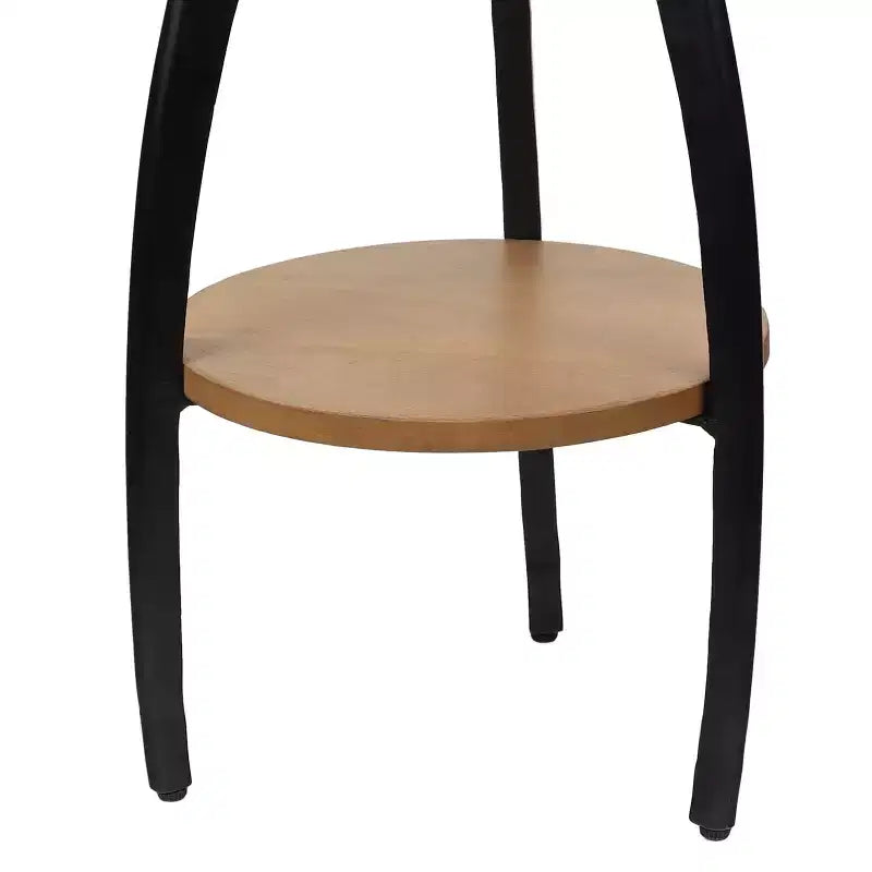 24.5" Metal Tripod Drink Table & Decorative End Table with White Marble Round Top & Wood Undershelf