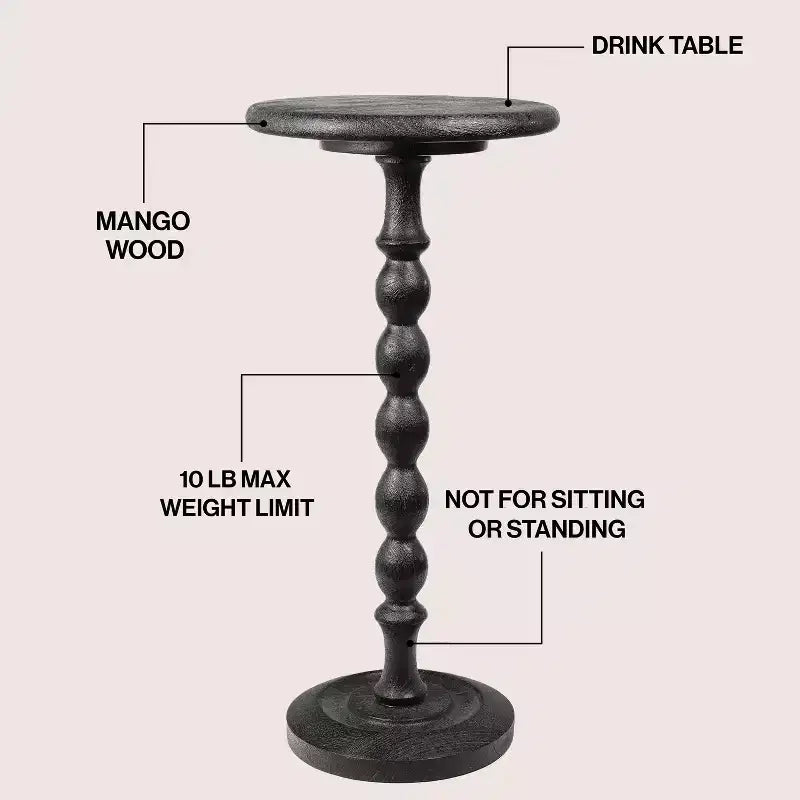 24.5 Cottage Classic Spindle Wood Pedestal Round Drink Table & Decorative End Table