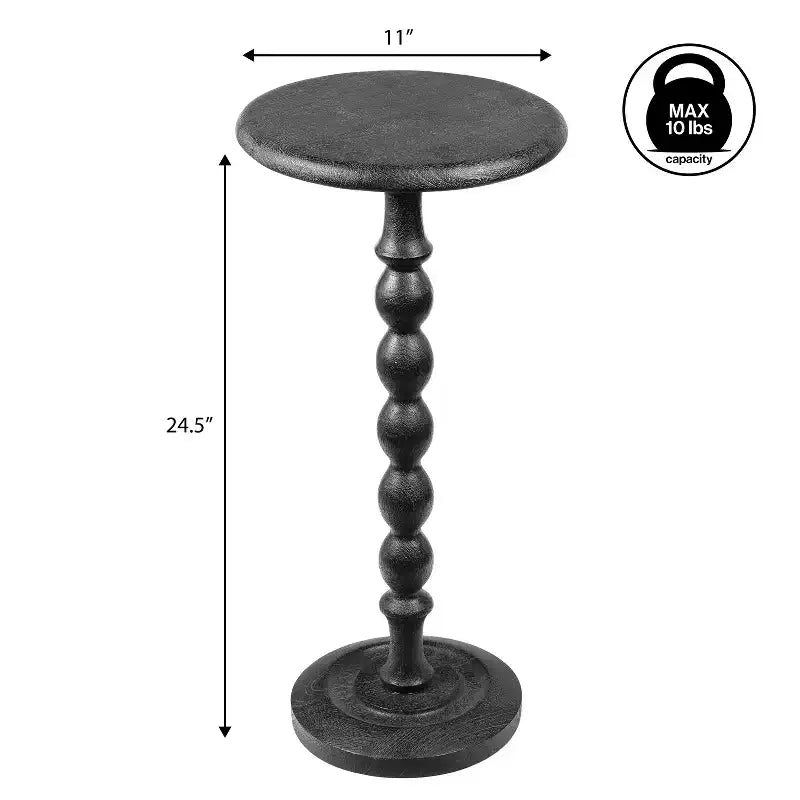 24.5 Cottage Classic Spindle Wood Pedestal Round Drink Table & Decorative End Table