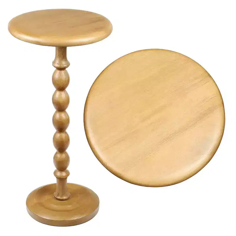 24.5 Cottage Classic Spindle Wood Pedestal Round Drink Table & Decorative End Table