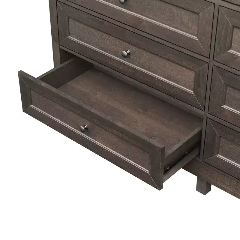 9-Drawer Rustic Bedroom Dresser with Silver Handle – Minimalist Wooden Chest of Drawers for Bedroom & Entryway
