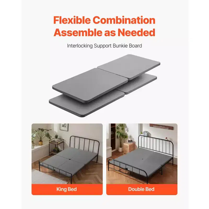 Queen Size Bunkie Board, 1.5 in Bed Board Slats with 200D Oxford Cloth, Wooden Mattress Support for Queen Size Bed, Gray