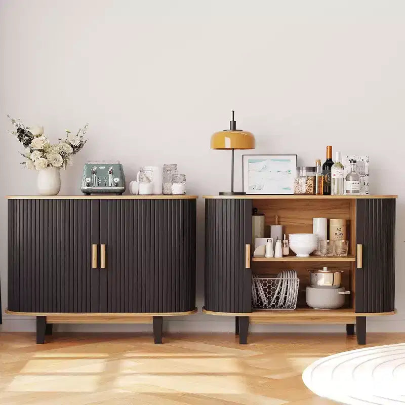 Fluted Sideboard with Sliding Door & Adjustable Shelf
