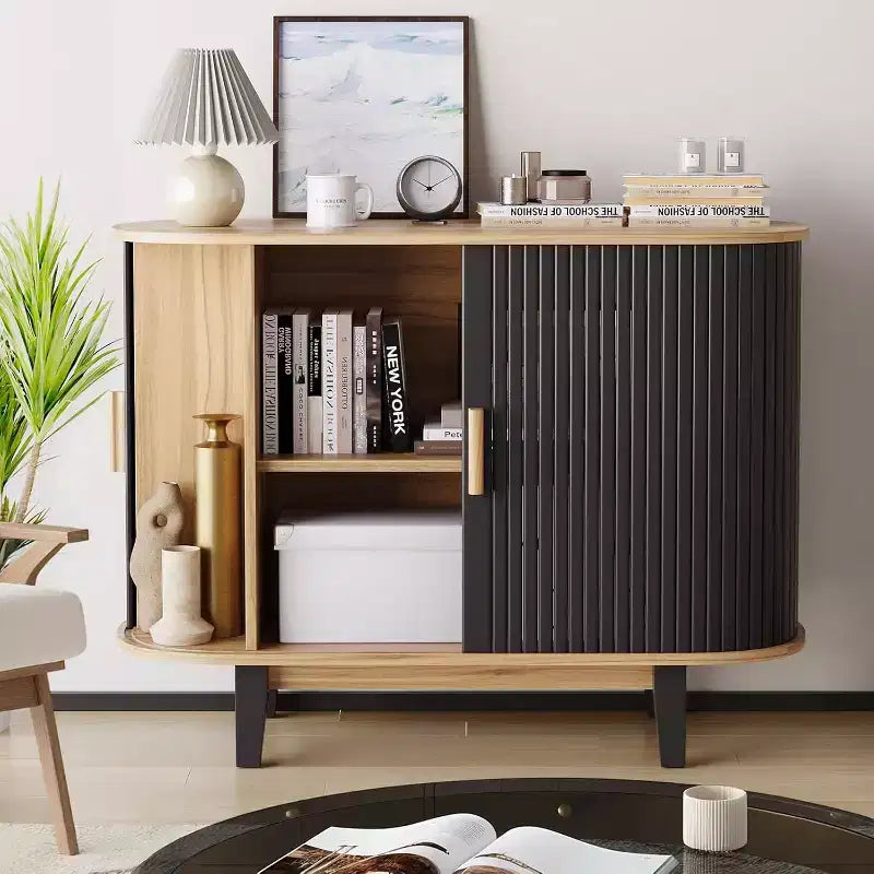 Fluted Sideboard with Sliding Door & Adjustable Shelf