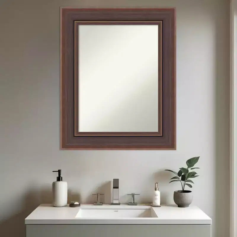 Non-Beveled Framed Bathroom Vanity Wall Mirror