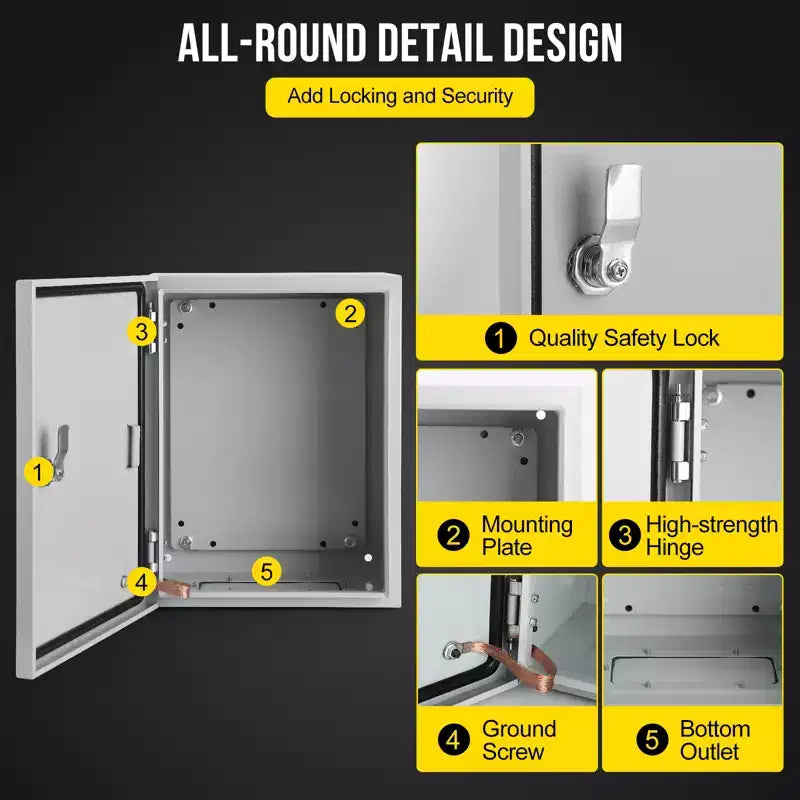 NEMA 4X Waterproof Steel Electrical Box, IP66 Dustproof, Outdoor/Indoor Electrical Junction Box, Lockable Junction Box