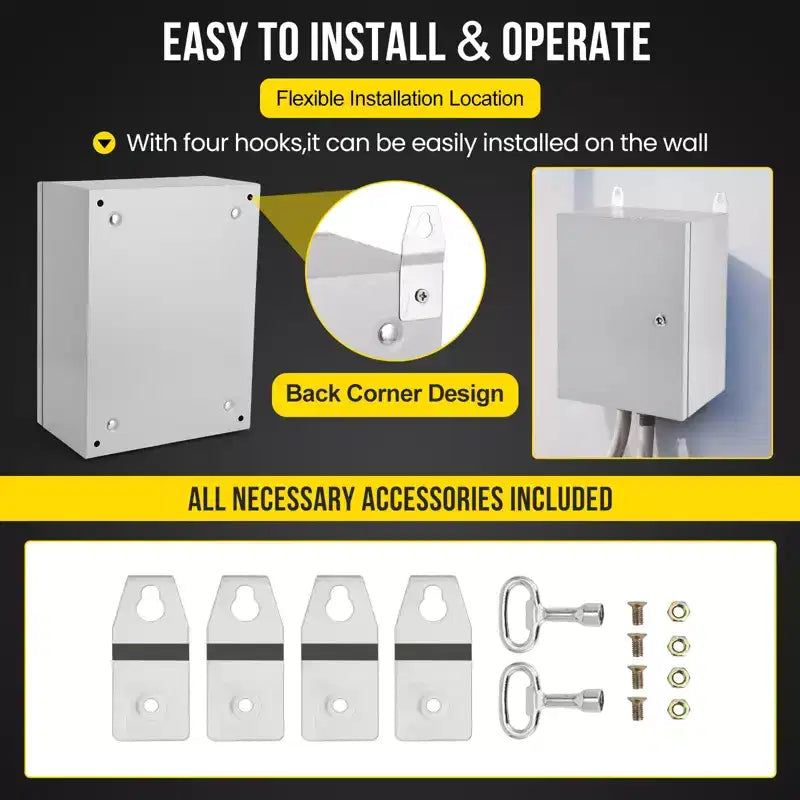 NEMA 4X Waterproof Steel Electrical Box, IP66 Dustproof, Outdoor/Indoor Electrical Junction Box, Lockable Junction Box