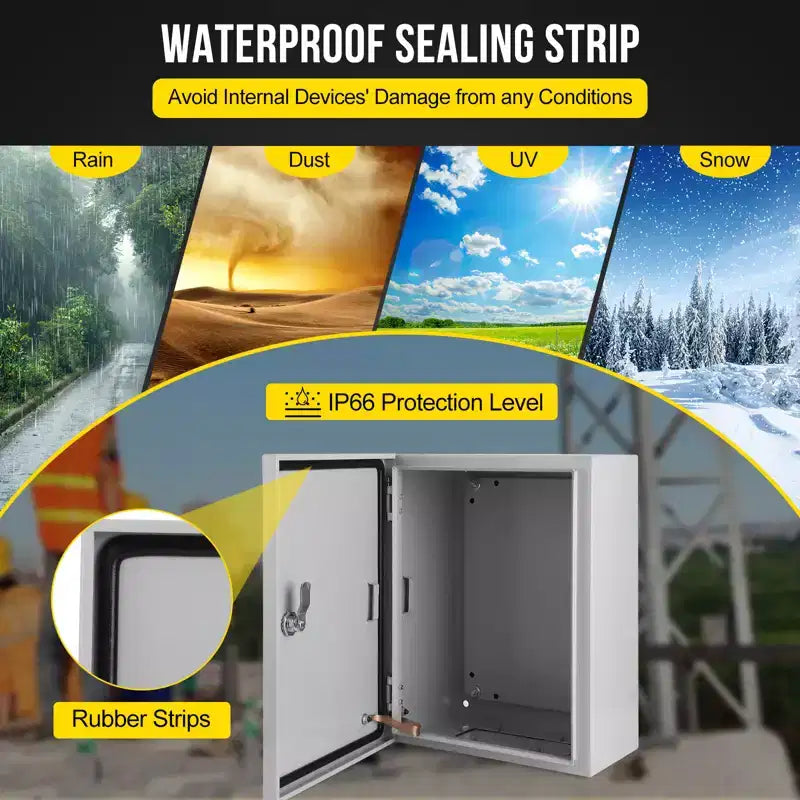 NEMA 4X Waterproof Steel Electrical Box, IP66 Dustproof, Outdoor/Indoor Electrical Junction Box, Lockable Junction Box