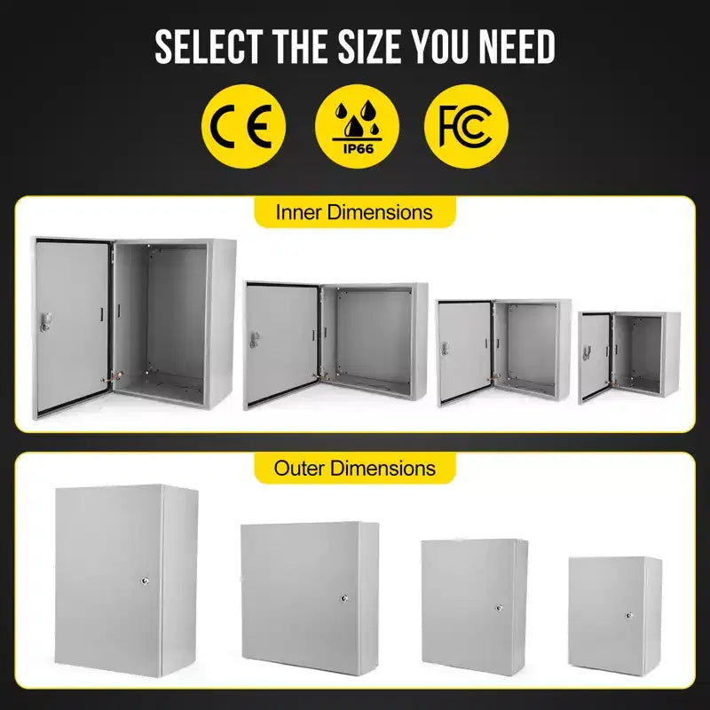 NEMA 4X Waterproof Steel Electrical Box, IP66 Dustproof, Outdoor/Indoor Electrical Junction Box, Lockable Junction Box