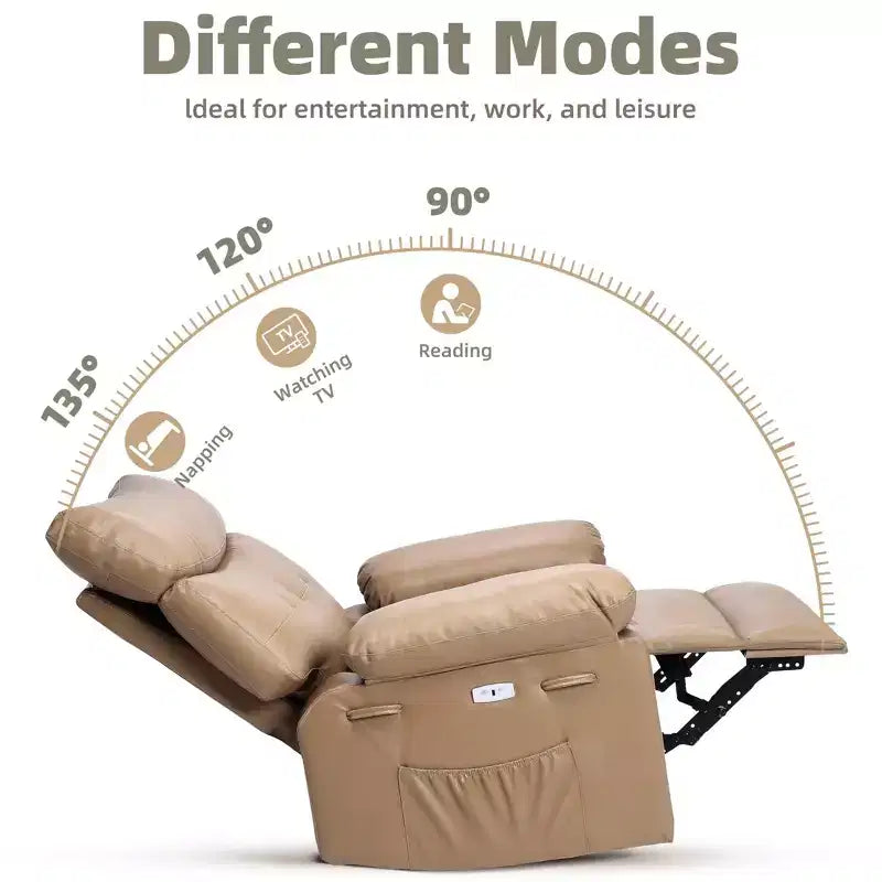 27" Oversized Recliner Chair 360 Swivel Rocker with Heat & Massage