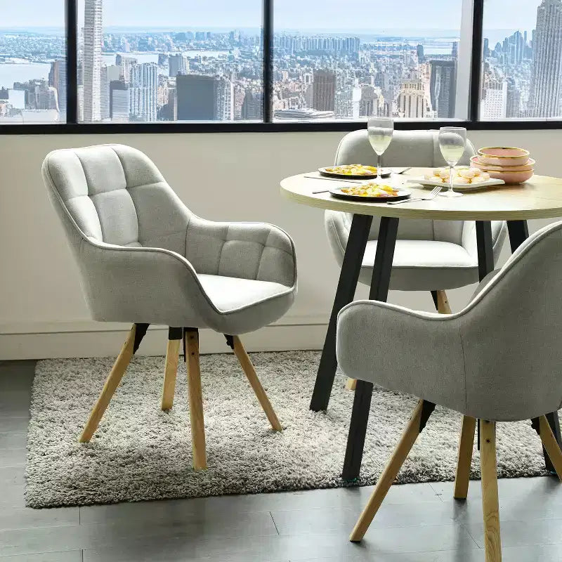 Accent Armchair Fabric Upholstered, Modern Leisure Vanity Chair with Padded Backrest and Seating Cushion, Swivel Armchair Side Chair, Grey