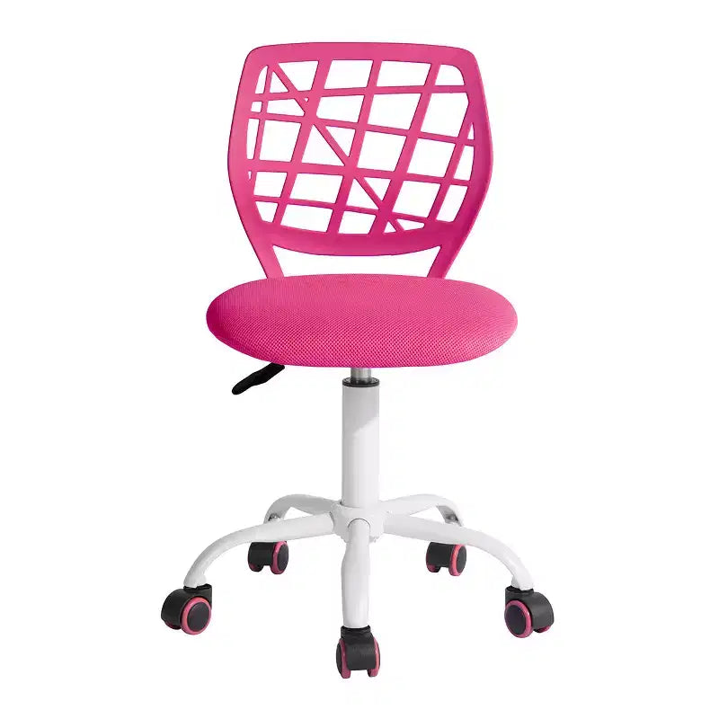 Adjustable Desk Chair with Padded Seat Cushion, Plastic Backrest and Wheels, Pink