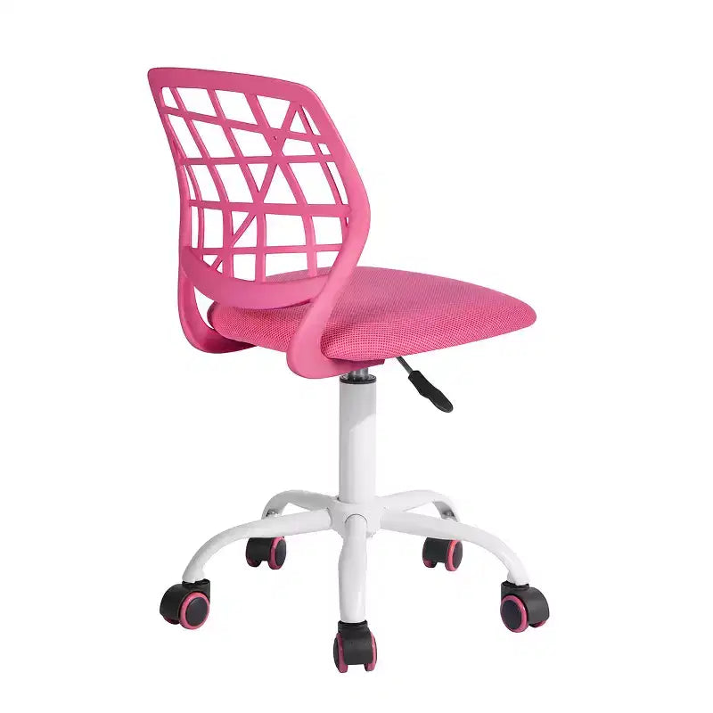Adjustable Desk Chair with Padded Seat Cushion, Plastic Backrest and Wheels, Pink