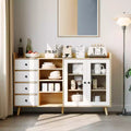 Meuble de rangement de cuisine rustique de 55 pouces, buffet avec tiroirs - Meuble de cuisine avec portes vitrées et étagères réglables