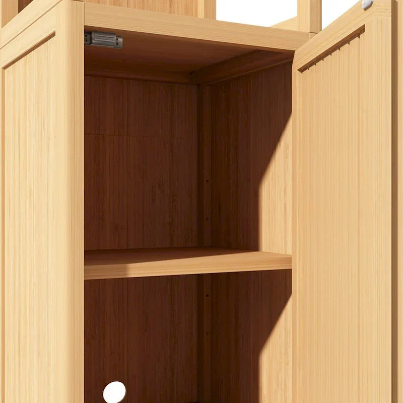 Meuble haut de salle de bain 1 porte 52 po Tall Wood avec étagère ouverte, couleur naturelle