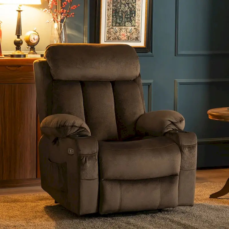 Fauteuil inclinable releveur électrique grand format MCombo avec repose-pieds extensible pour personnes âgées de grande taille, télécommande manuelle, porte-gobelets, tissu 7426