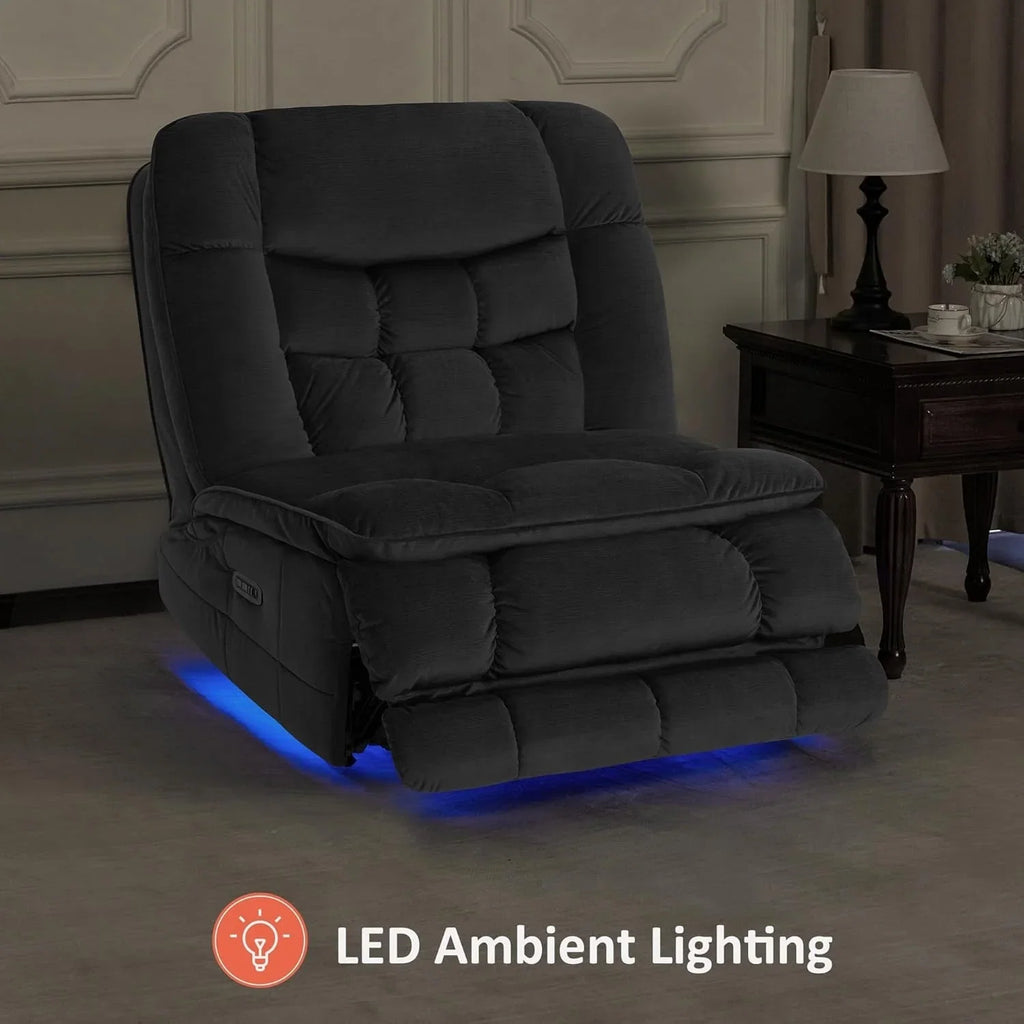 MCombo Fauteuil inclinable électrique sans accoudoirs surdimensionné à double moteur, inclinable Zeroarms parfait pour le salon en tissu PR607